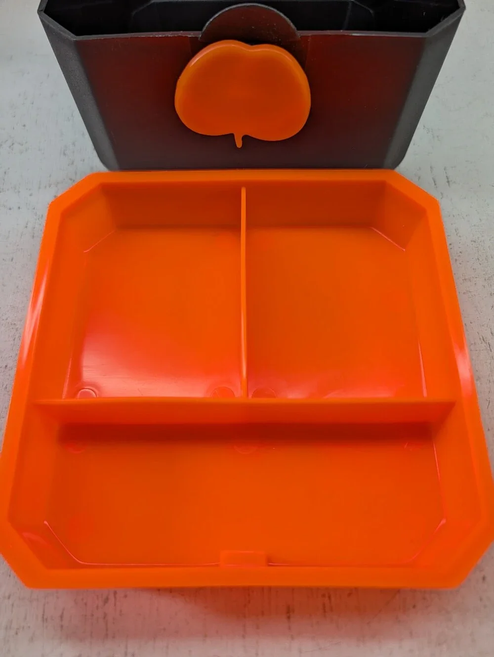 Vintage Retro Caboodle Case 2 Tier Mirror Tray Insert Orange Black Organizer